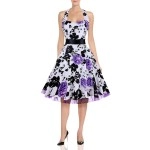 Oten Womens Vintage Halter Floral Polka Dot 1950S Retro Rockabilly Swing Cocktail Tea Dresses, Small, Purple Floral