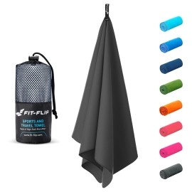 Travel Towel - Compact & Ultra Soft Microfiber Camping Towel - Quick Dry Towel - Super Absorbent & Lightweight For Sports, Beach, Gym, Backpacking, Hiking And Yoga (275X55 Inches Anthrazit Gray + Bag)