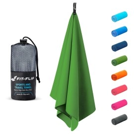 Travel Towel - Compact & Ultra Soft Microfiber Camping Towel - Quick Dry Towel - Super Absorbent & Lightweight For Sports, Beach, Gym, Backpacking, Hiking And Yoga (2X 158X315 Inches Moos Green + Bag)