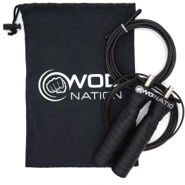 WOD Nation Attack Speed Jump Rope : Adjustable Jumping Ropes : Unique Two Cable Skipping Workout System : One Thick and One Light 11 Foot Cable : Perfect for Double Unders forCrossfit : Fits Men and Women