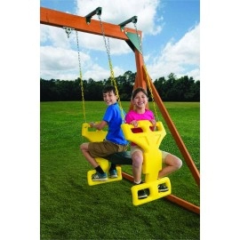 Playset Glider Swing | 2 Person | Compatible w/ Most Swingset Glider Brackets | Glider Brackets Not Included | Vinyl-Coated Chains | Smooth Plastic Seat & Handles | DIY Backyard Playground Accessory