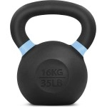 Yes4All Powder Coated Cast Iron Competition Kettlebell With Wide Handles & Flat Bottoms - 16 Kg / 35 Lb