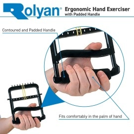 Sammons Preston 51792 Rolyan Ergonomic Hand Exerciser with Padded Handle, Adjustable Squeeze Tool,Rubber Bands for Progressive Resistance,Improves Grip Strength in Fingers,Hand & Thumb, Black,4 Pair