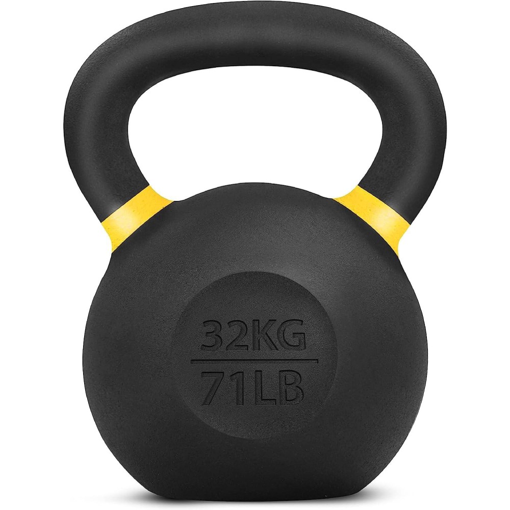 Yes4All Powder Coated Cast Iron Competition Kettlebell With Wide Handles & Flat Bottoms - 32 Kg / 71 Lb