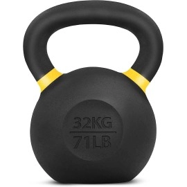 Yes4All Powder Coated Cast Iron Competition Kettlebell With Wide Handles & Flat Bottoms - 32 Kg / 71 Lb