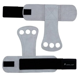 AEOLOS Leather Gymnastics Hand Grips-Great for Gymnastics,Pull up,Weight Lifting,Kettlebells and Cross Training (White(2 Layers Leather), Small)