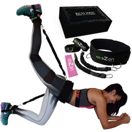 ecoZen Lifestyle Booty Bands with Adjustable Belt | 3 Adaptable Levels of Resistance | Unique Sauna Stimulus Technology | Ideal Resistance Bands for Legs and Butt | Fast Visible Result (Black)