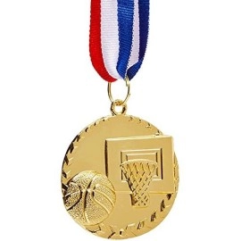 Juvale 12 Pack Metal Gold Medals For Kids Basketball Team Awards, Party Favors, 2 In
