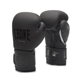 Leone Black & White Boxing Gloves (Black, 16 Oz)