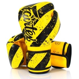 Fairtex Bgv14 Muay Thai Boxing Gloves For Men, Women Kids Mma Gloves For Martial Artsmade From Micro Fiber Is Premium Quality, Light Weight Shock Absorbent 12 Oz Boxing Gloves-Yellow Grunge Art