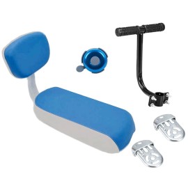 Zhouwhjj Bicycle Rear Seat Cushion Armrest Footrest Set, Kid Child Carrier Bicycle Baby Seat, Including Cushion And Backrest, Armrest Handrail, Footrests, Bell, Blue