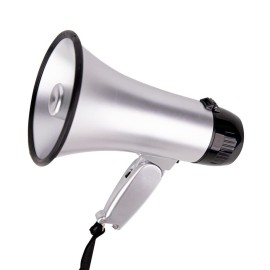Sugar Home Portable Megaphone Bullhorn 20 Watt Power Megaphone Speaker Voice And Sirenalarm Modes With Volume Control And Strap (Silver)