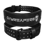 Gymreapers Leather Weightlifting Belt For Bodybuilding, Squatting, Lower Back Support & Back Pain - Real Leather, Neoprene Back Padding, Adjustable Buckle Sizing - Men Women - (Black, X-Large)