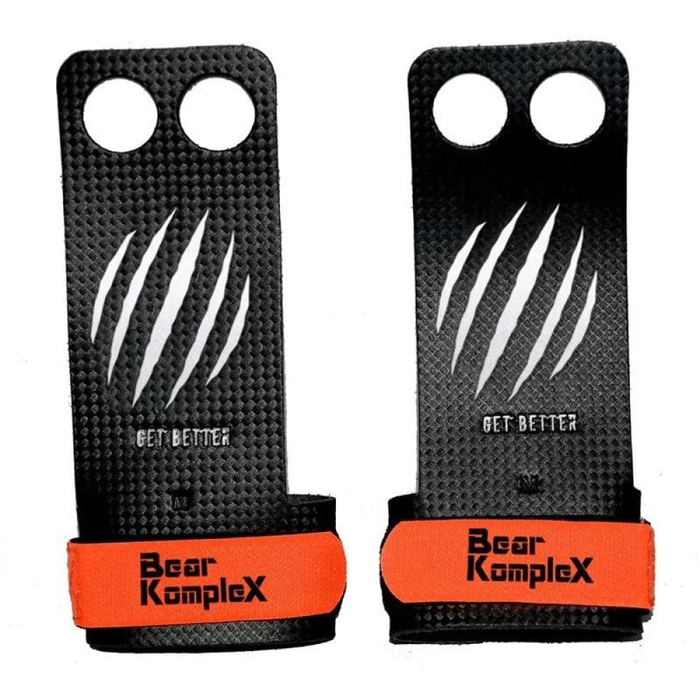 Bear Komplex 3 & 2 Hole Carbon Hand Grips For Gymnastics & Crossfit, Pull-Ups, Weight Lifting Wods W, Wrist Straps Comfort & Support-Hand Protection From Rips & Blisters (Medium, 2-Hole)