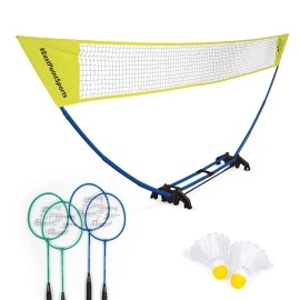 Eastpoint Sports Easy Setup Badminton Set - Backyard Outdoor Game For Family Fun - Includes 2 Racket & 2 Shuttlecocks