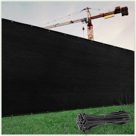 Colourtree 6 X 12 Black Fence Screen Privacy Screen - Commercial Grade 170 Gsm - Heavy Duty - 3 Years Warranty - Cable Zip Ties Included