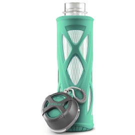 Zulu Atlas Glass Water Bottle with Silicone Sleeve, 20 oz, Mint