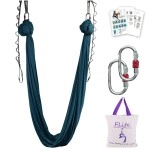 Flife Aerial Yoga Hammock Kit Include Daisy Chain,Carabiner And Pose Guide (Blackish Green)