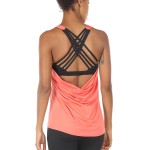 Icyzone Yoga Tops Workouts Clothes Activewear Built In Bra Tank Tops For Women (Xxl, Fusion Coral)