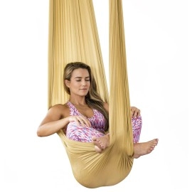 PINC Active Silk Aerial Yoga Swing & Hammock Kit for Improved Yoga Inversions, Flexibility & Core Strength - Gold