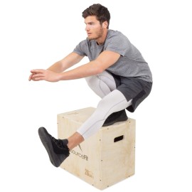 ProsourceFit 3-in-1 Wood Plyometric Jump Box for Crossfit, Agility, Vertical Jump Training & Plyo Workouts, Biege, 30L x 24W x 20H