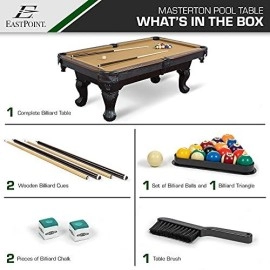 Eastpoint Sports Billiard Pool Table 87 Inch Or Cover - Scratch Resistant Top Rail, Built-In Durable Leg Levelers 