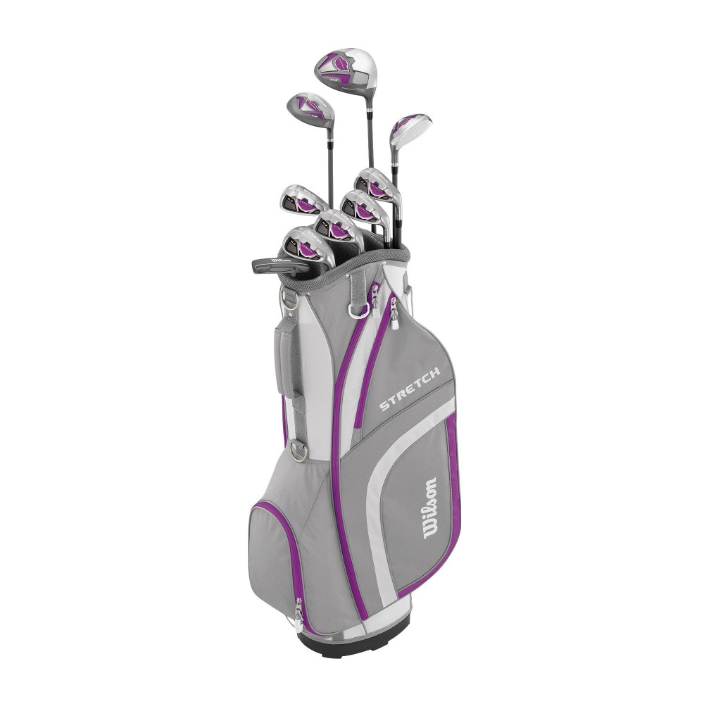 Wilson Beginner Complete Set, 9 Golf Clubs With Cart Bag, Womens (Right Hand), Stretch Xl, Whitegreypurple, Wgg157554