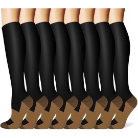 Iseasoo Copper Compression Socks For Men & Women Circulation-Best For Medical Running Hiking Cycling 15-20 mmHg(L/XL)
