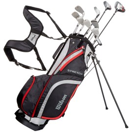 Wilson Beginner Complete Set, 10 Golf Clubs With Stand Bag, Mens (Left Hand), Stretch Xl, Blackgreyred, Wgg157550