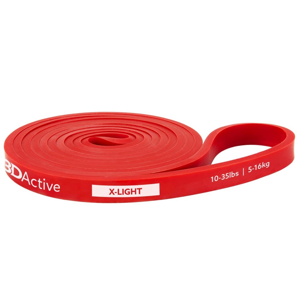 3Dactive Pull Up Assist Band - Resistance Band For Strength Training Powerlifting Body Stretching Crossfit. Free Exercise Guide. 10 To 35Lbs - Red Band