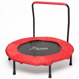 Portable 36 Inches Kid Trampoline w Handle for Stability and Safety Pad- Foldable Handrail for Easy Storage- Fitness Rebounder Trampoline for Kids and Adults- Quiet Indoor and Outdoor Exercise