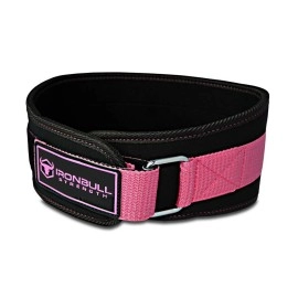 Iron Bull Strength Women Weight Lifting Belt - High Performance Neoprene Back Support - Light Weight & Heavy Duty Core Support for Weightlifting, Crossfit and Fitness (Black/Pink, Small)