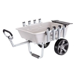 Gorilla Carts 200 Pound Capacity Foldable Heavy Duty Poly Fishing And Marine Outdoor Sporting Goods Utility Cart With Rod Holders And Bait Tray Gray