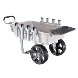 Gorilla Carts 200 Pound Capacity Foldable Heavy Duty Poly Fishing And Marine Outdoor Sporting Goods Utility Cart With Rod Holders And Bait Tray Gray