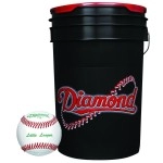Diamond Sports 6-Gallon Ball Bucket with 30 DLL-1 Little League Baseballs, Black