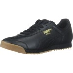 Puma Mens Roma Classic Gum Sneaker, Black-Teamgold, 105 Us