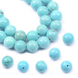 Ad Beads Natural Gemstone Round Loose Beads 15 For Bracelet Necklace Earrings Jwelery Making Crafts Diy (6Mm, Blue Turquoise)