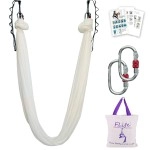 Flife Aerial Yoga Hammock 55 Yards Include Daisy Chain,Carabiner And Pose Guide (White)
