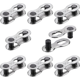 Hotop 8 Pairs Bicycle Missing Link For 6, 7, 8, 9, 10 Speed Chain, Silver, Reusable (6 7 8 Speed)