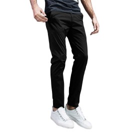 Match Mens Slim-Tapered Flat-Front Casual Pants (32, 8105 Black)