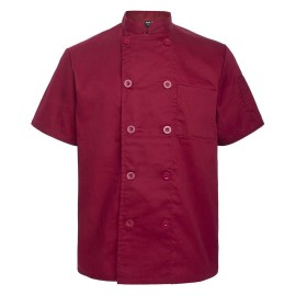 Toptie Unisex Short Sleeve Chef Coat Jacket, Red
