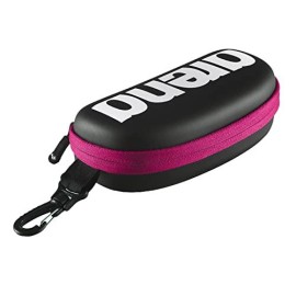 Arena Unisex Swim Goggle Case For Swimming Goggles, Hardcover Protective Carrying Case With Clip, Blackwhitefuchsia