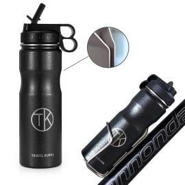 Travel Kuppe Vacuum Insulated Stainless Steel Cycling Sports Water Bottle, Includes Both Straw and Sip Lid