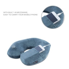 Inflatable Travel Neck Pillow for Airplane Train Car Washable Pillowcase U Shaped Office Napping Pillow