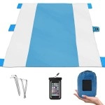 Wellax Beach Blanket Waterproof Sandproof for 4 - 7 Adults, Oversized Lightweight Corner Pockets Picnic Mat 9' x 10', Outdoor Blanket with 4 Metal Stakes for Travel, Camping, Hiking and Festivals