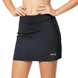 BALEAF Women's Tennis Skirts Golf Skorts Lightweight Athletic Skirts with Shorts Pockets Running Workout Sports Black Size M