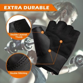 BEACE Weight Lifting Gym Gloves with Breathable Leather Palm for Workout Exercise Training Fitness and Bodybuilding for Men & Women