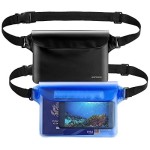 Waterproof Waist Pouch 2-Pack Beach Accessories Waterproof Fanny Pack Dry Bag For Swimming Snorkeling Sailing Kayaking Pool Water Parks Keep Your Phone Wallet Safe And Dry (Blue & Black)