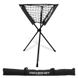 Powernet Baseball Softball Portable Batting Practice Ball Caddy Use During Training And Drills Save Your Back No More Bending Holds Up To 60 Baseballs Instant Setup Team Colors (Black)
