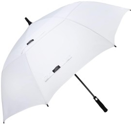 G4Free 62 Inch Automatic Open Golf Umbrella Extra Large Oversize Double Canopy Vented Windproof Waterproof Stick Umbrellas(White)